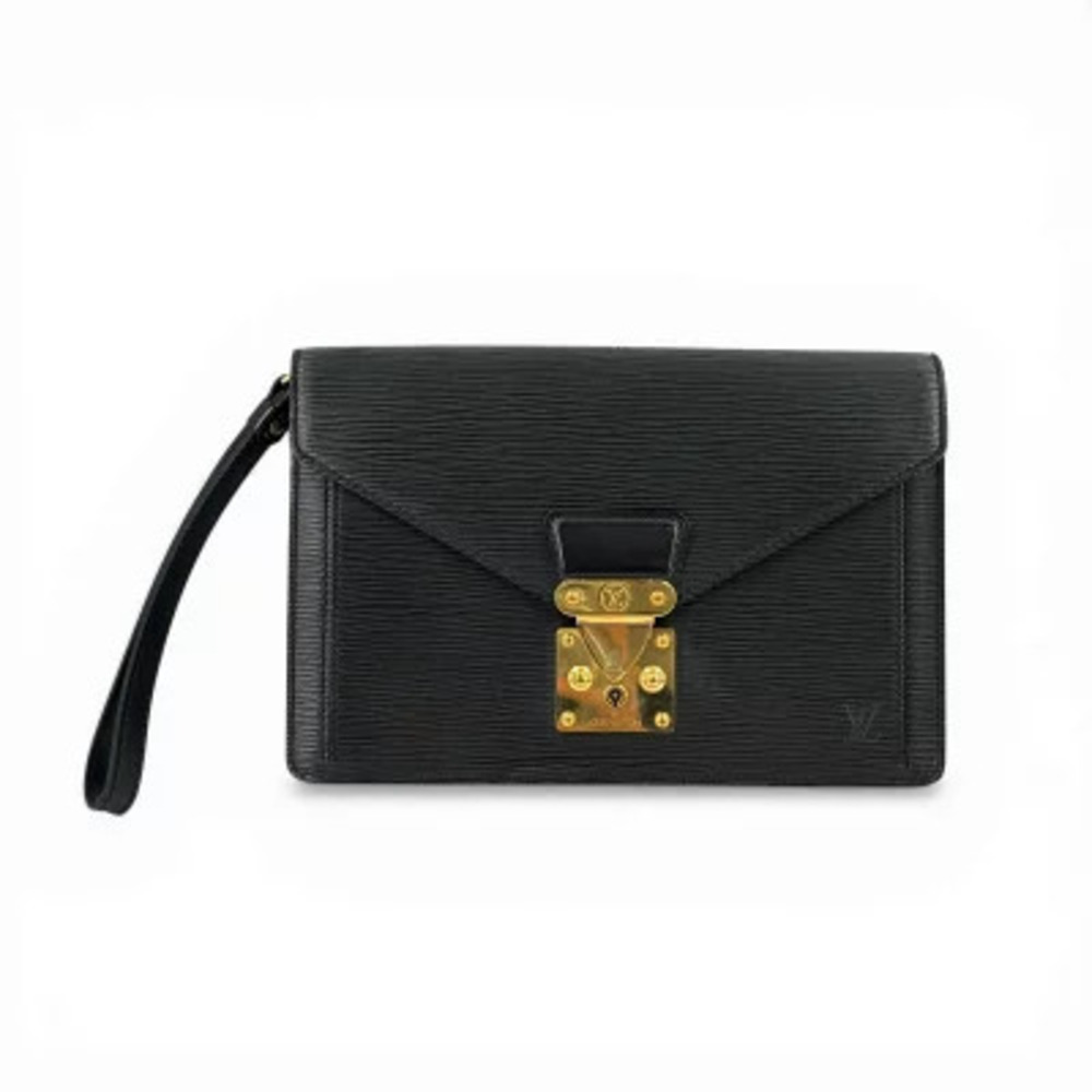Louis Vuitton Epi Series Dragonne Clutch Bag Leather Black